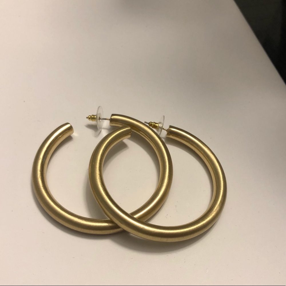 Gold matte wide hoops